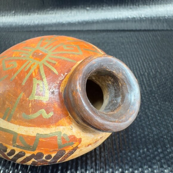 Vintage Hand Made Mexican Pottery Folk Art Jug Container Vase Hand Crafted VTG - Picture 4 of 12